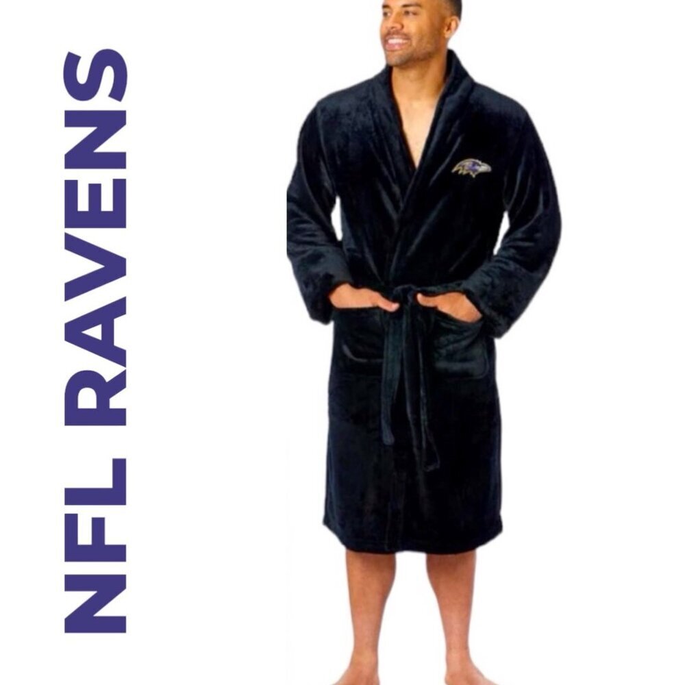 NFL BALTIMORE RAVENS Silk Touch Fleece‎ Knee Length Belted Bath Robe, Large